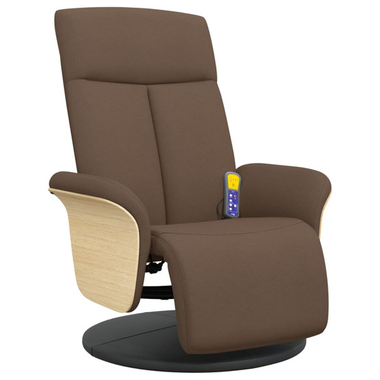 Fauteuil inclinable de massage avec repose-pieds marron tissu