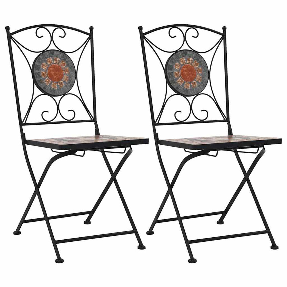 Chaises de bistrot mosaïque 2 pcs orange et gris