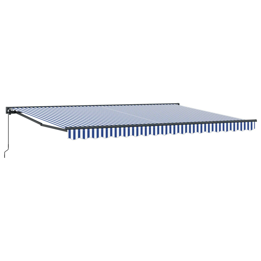 Auvent rétractable manuel bleu et blanc 5 × 3,5 m