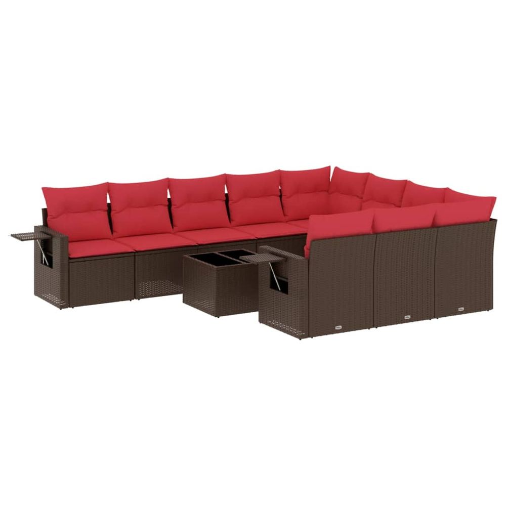 Ensemble de canapé de jardin 11 pcs avec coussins marron