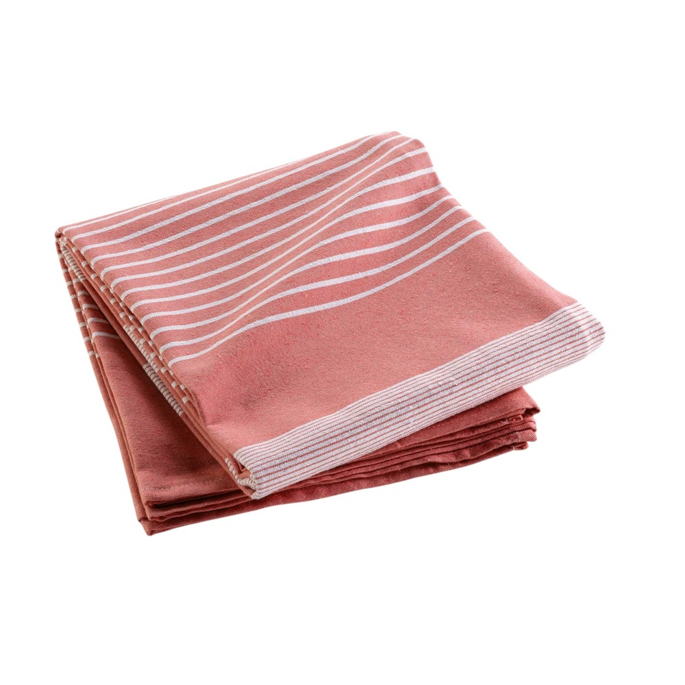 Couvre lit raye et tisse 180 x 220 cm adelle rose