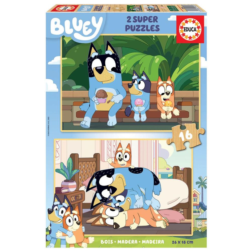 Puzzle 2 x 16 pcs bluey famille