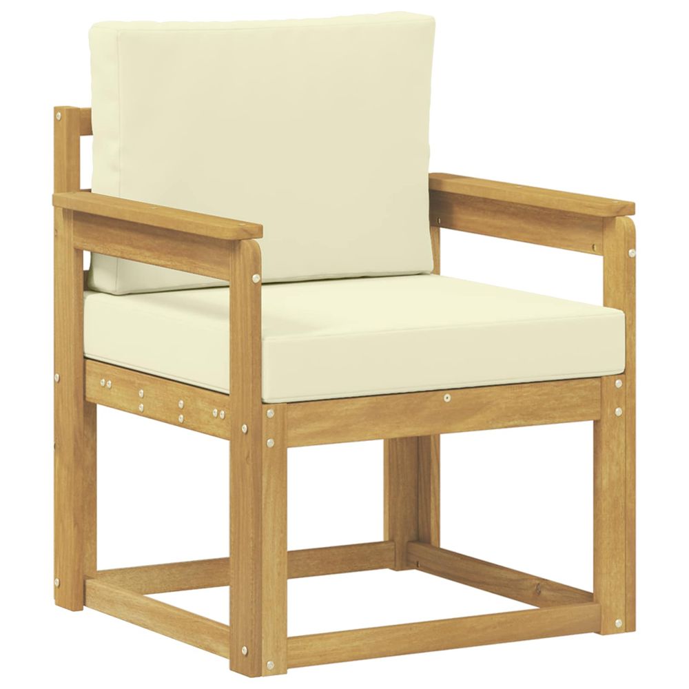 Canapé d’extérieur polyester blanc et crème