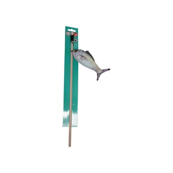 Jouet chat - aime - canne a peche poisson - stick bois, poisson 15cm