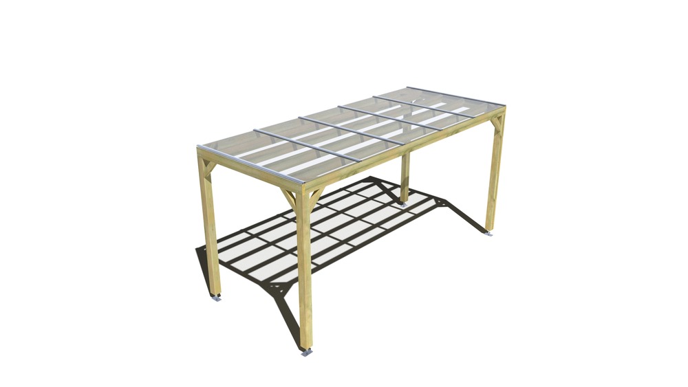 Pergola bois • 5m x 2m • indépendante • sens largeur • couverture étanche transparente incluse • livraison comprise