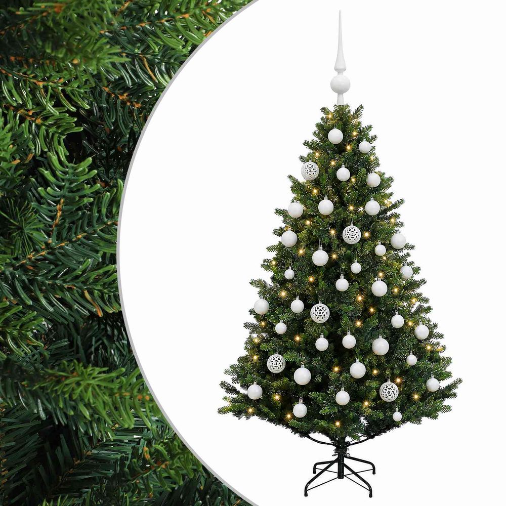 Arbre de noël artificiel avec boule 150 cm 150 led blanc chaud