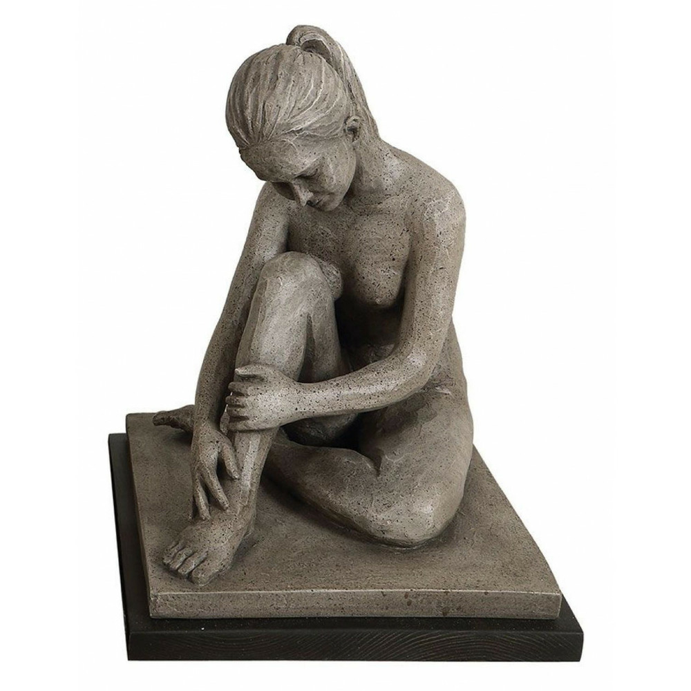 Sculpture femme assise résine gris - charme interior's