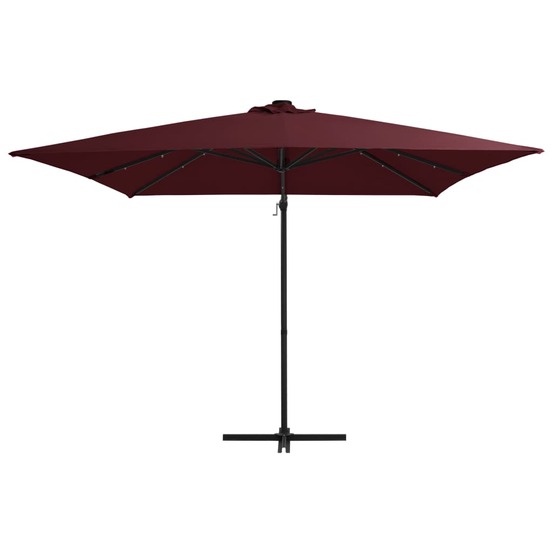 Parasol de jardin en porte-à-faux lumières led rouge bordeaux