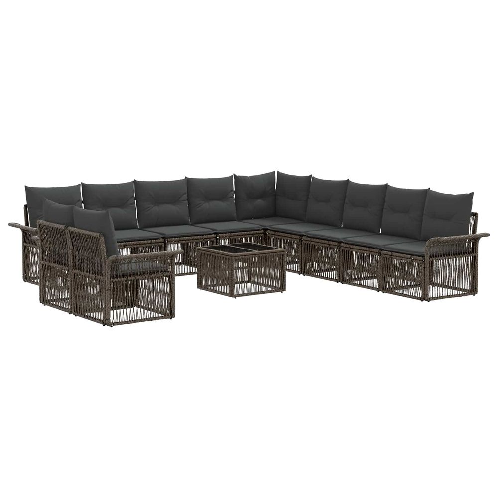 Ensemble de canapé de jardin 12 pc gris polyrotin