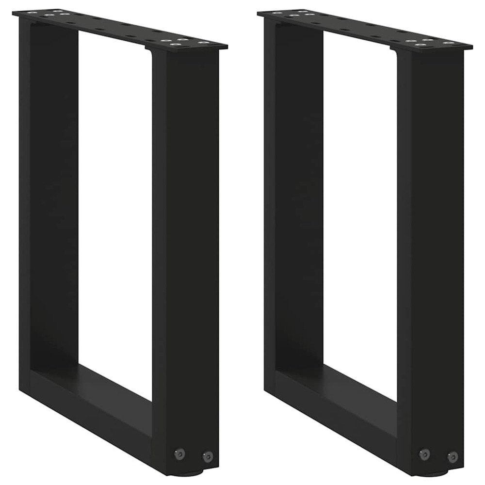 Pieds de table basse en u 2 pièces noir 28 x (42-43) cm acier