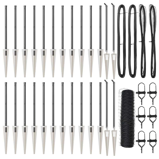 Clôture avec poteaux gris 0.4 x 50 m acier recouvert de pvc