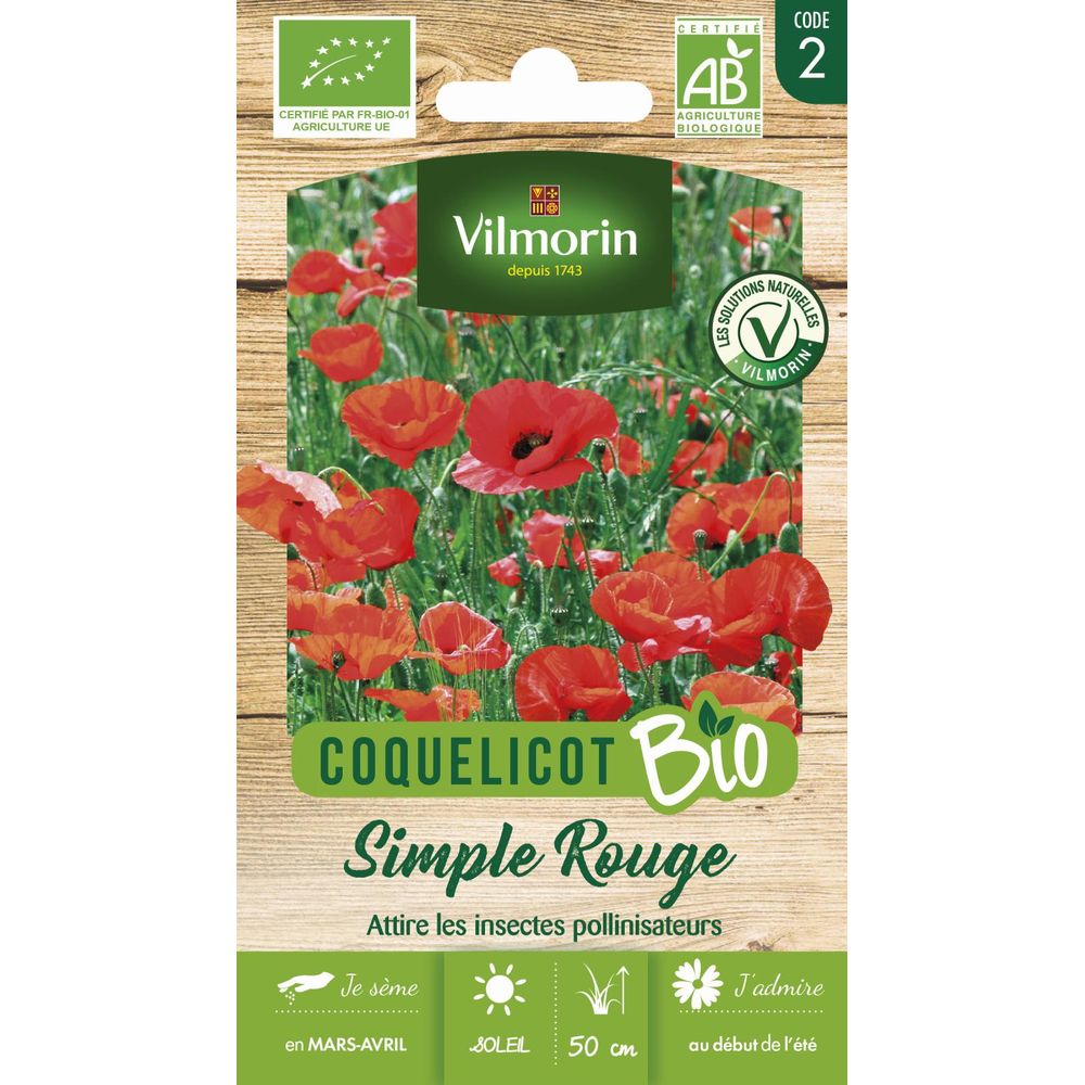Coquelicot simple rouge - bio