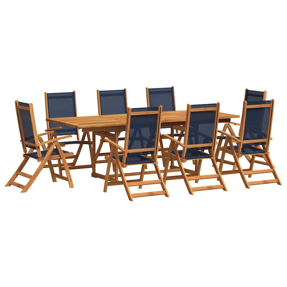 Ensemble à manger de jardin 9pcs bois d'acacia solide textilène