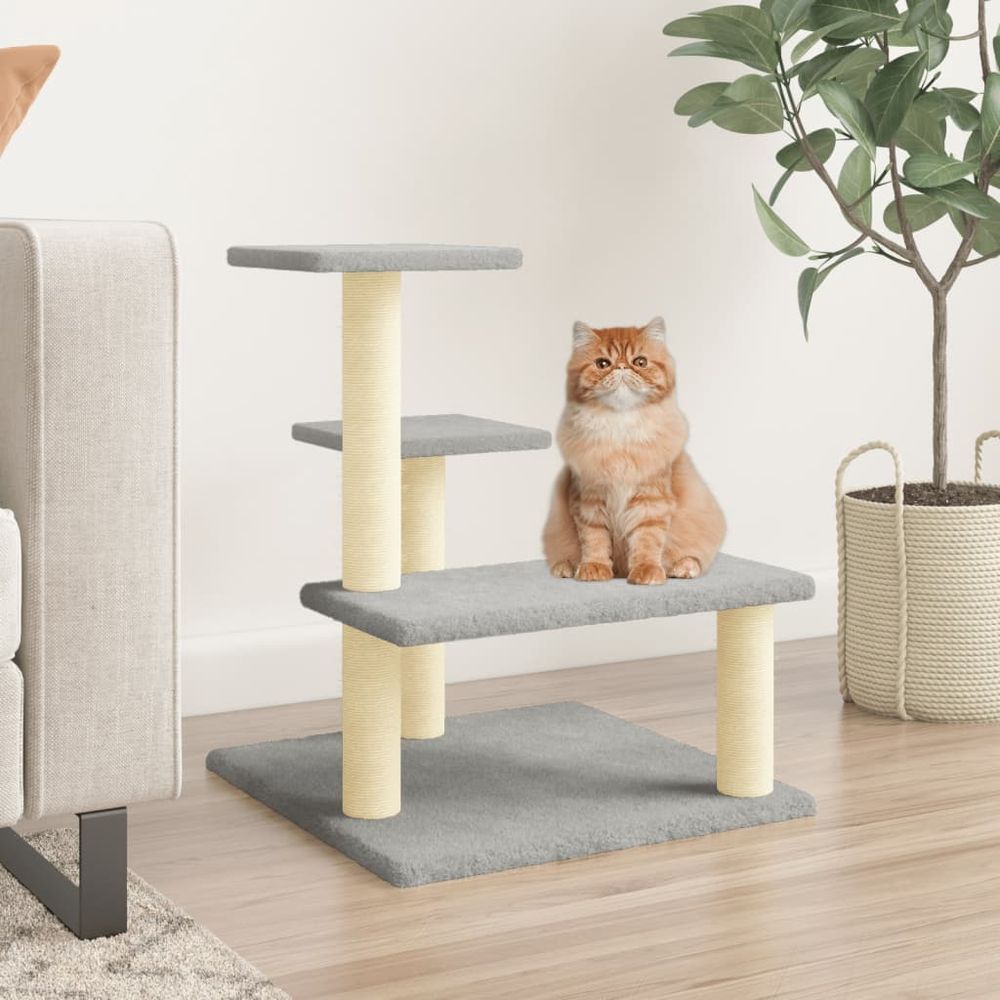 Petit arbre à chat 61 cm avec plateformes griffoir pour chaton gris