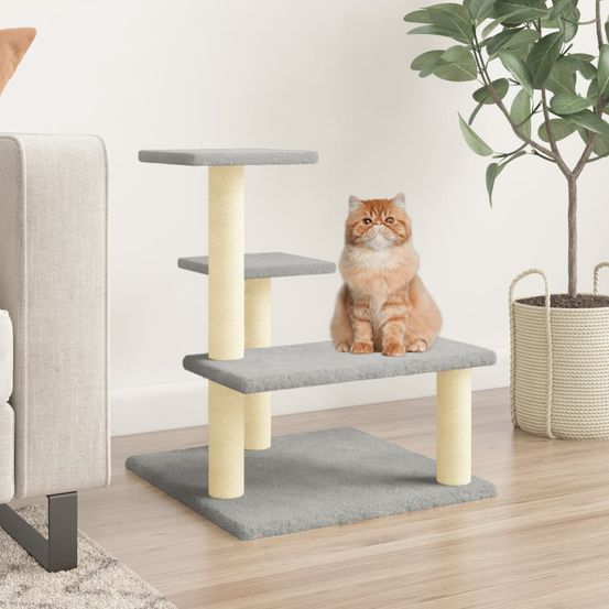 Petit arbre à chat 61 cm avec plateformes griffoir pour chaton gris