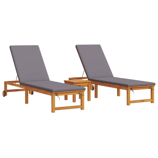 Transat 3 pcs marron bois d'acacia massif
