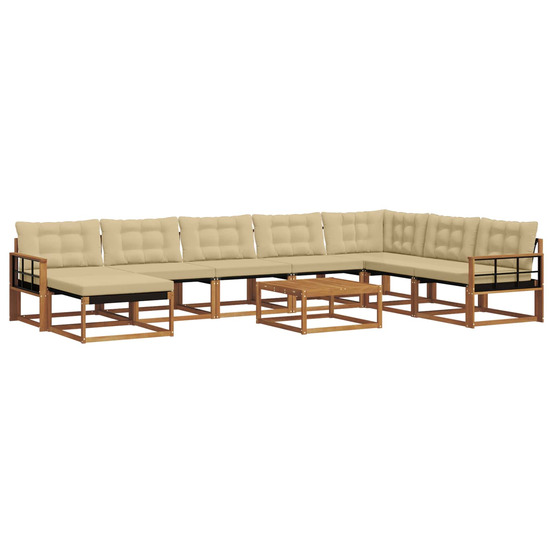 Ensemble de canapés d'extérieur 9 pcs naturel et beige