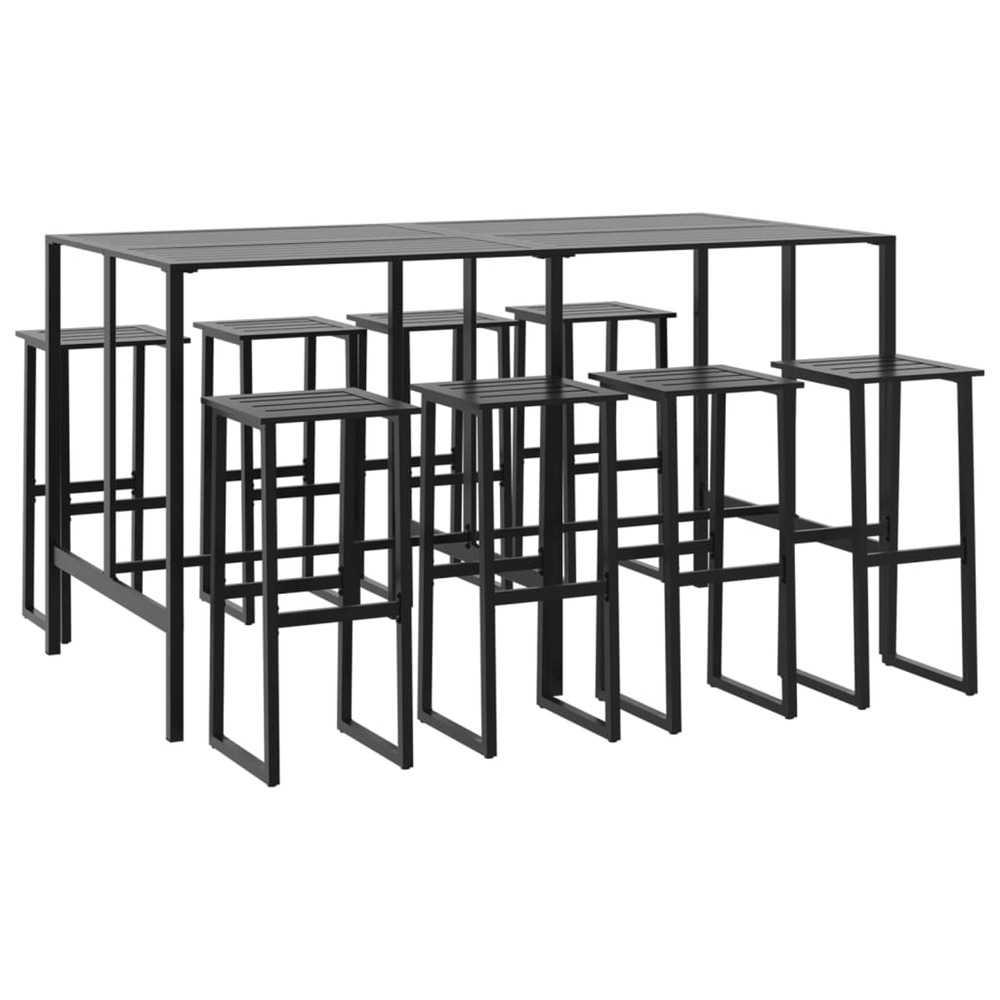 Ensemble de bar de jardin 9 pcs noir acier enduit de poudre