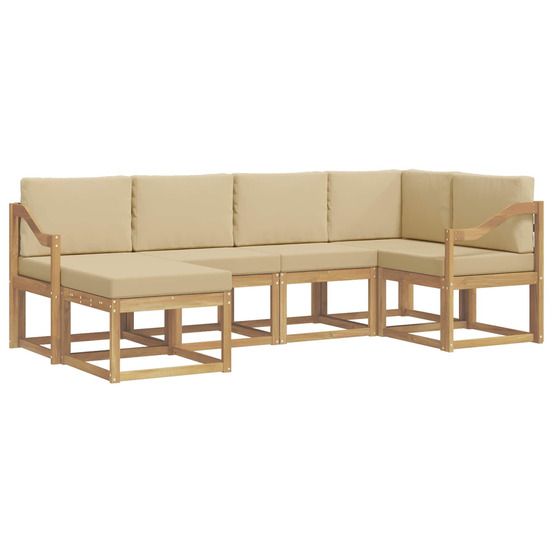 Ensemble de canapés d'extérieur 6 pc blanc et beige polyester
