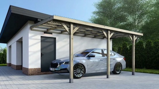 Carport, abri de voiture 3x5,24 m - 15 m2 - couverture pvc - car7-2pvctr - altanka