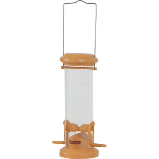 Mangeoire silo à graines, 2 perchoirs orange, pour oiseaux