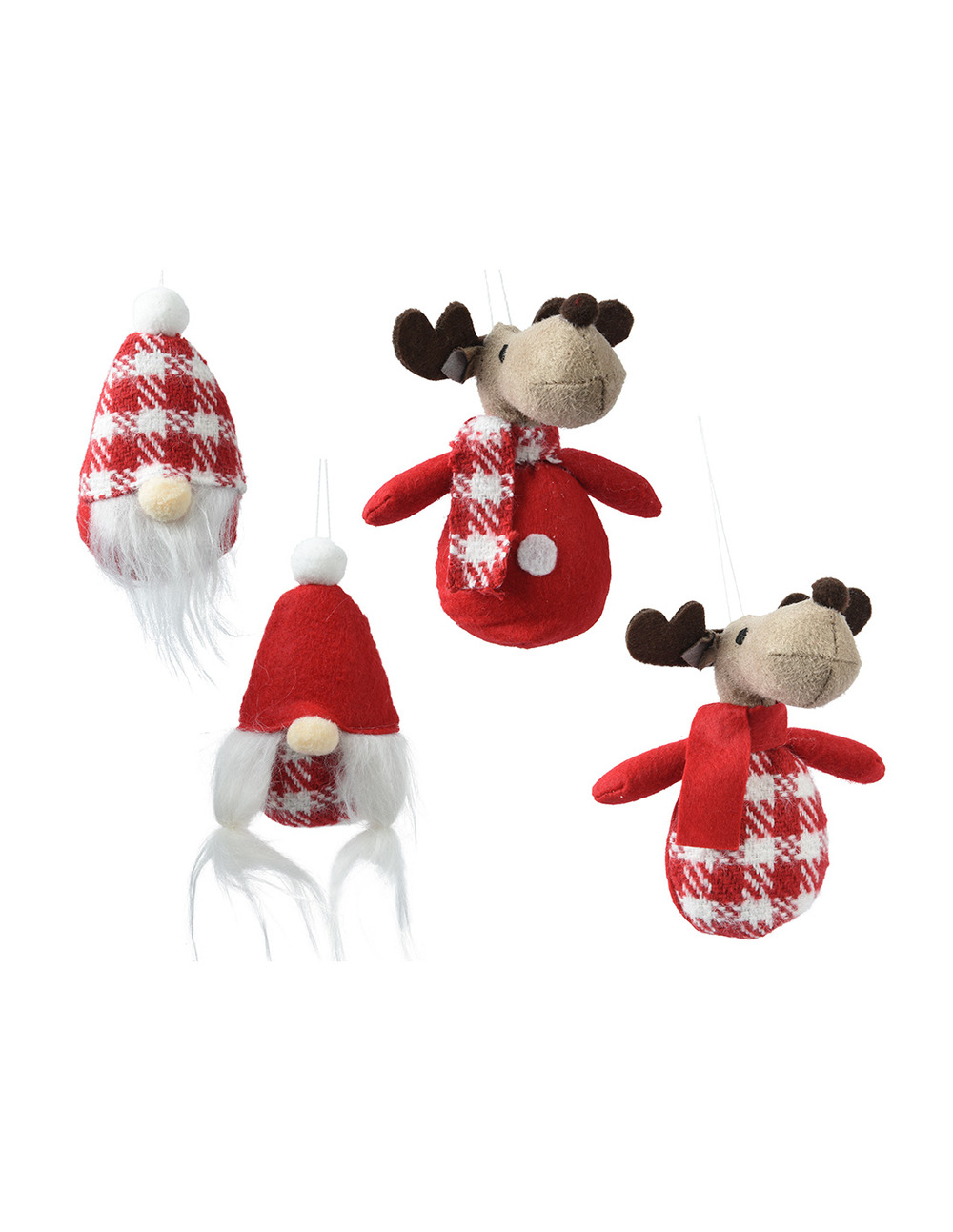 2 décoration de noël à suspendre, 8x10x14cm, 4 modèles. Basics