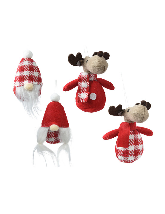 2 décoration de noël à suspendre, 8x10x14cm, 4 modèles. Basics