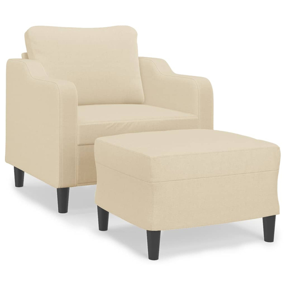 Fauteuil avec repose-pied crème 60 cm tissu
