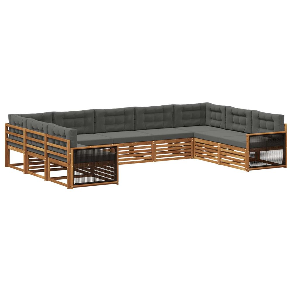 Ensemble de canapés d'extérieur 9 pc naturel et anthracite