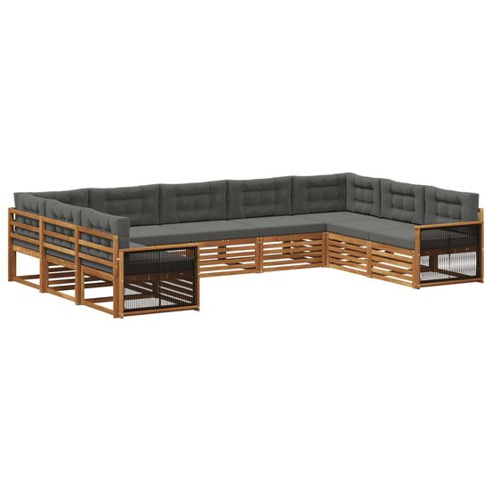 Ensemble de canapés d'extérieur 9 pc naturel et anthracite