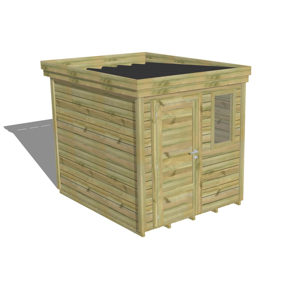 Abri de jardin bois pin traité autoclave 27mm - 2,14x2,64m / 6m2 - bac acier - plancher bois
