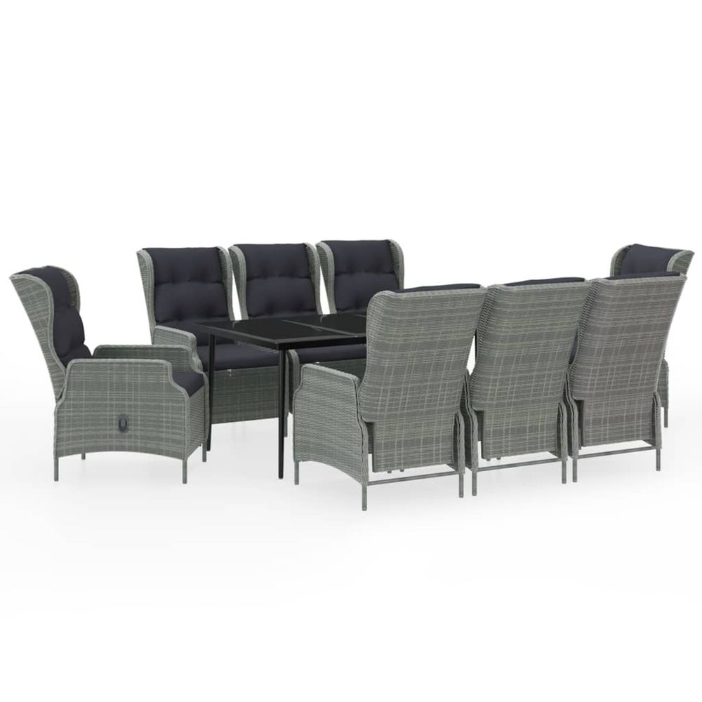 Ensemble à manger de jardin 9 pcs gris clair