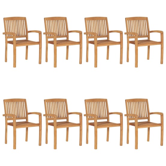 Chaises de jardin empilables avec coussins lot de 8 teck solide