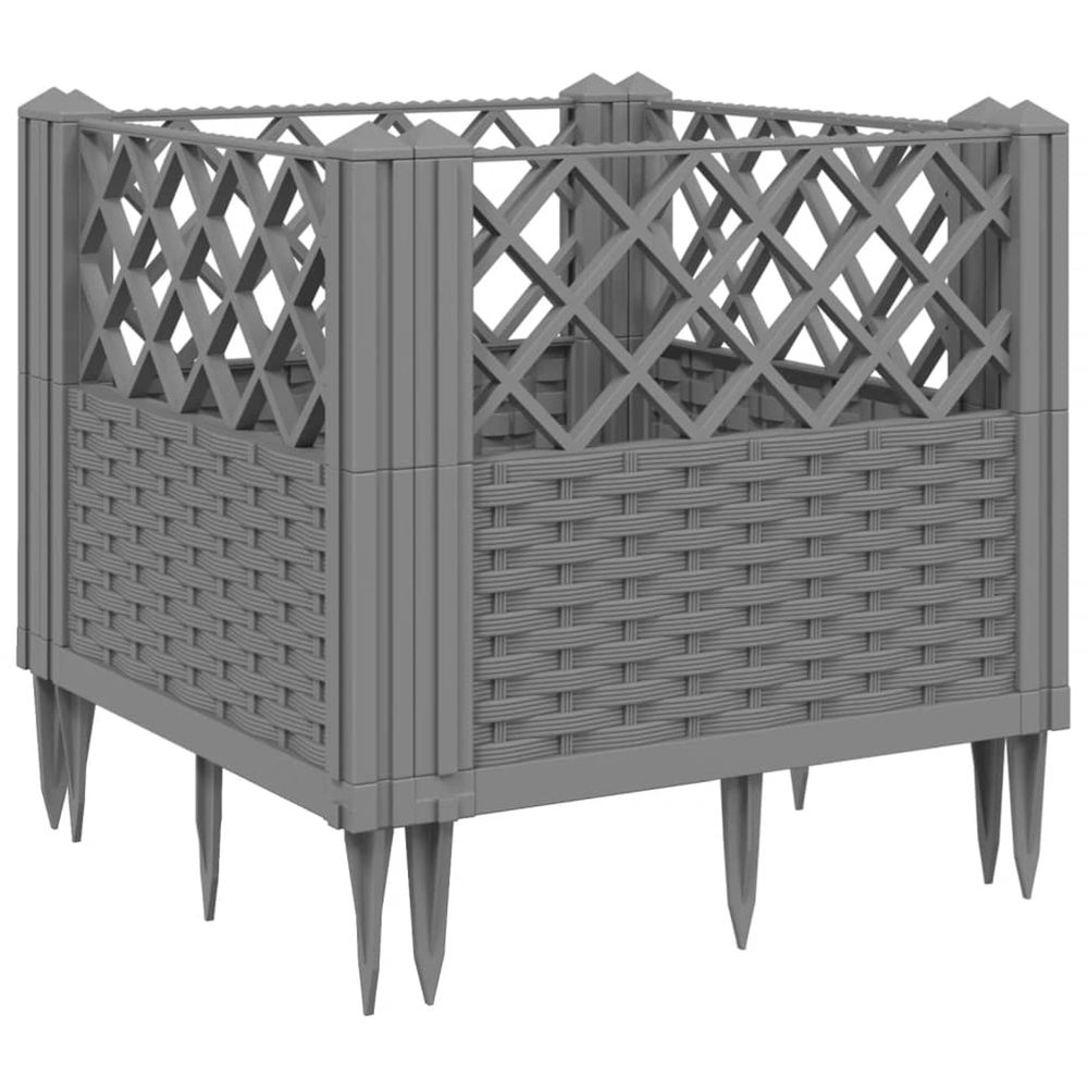 Jardinière d'extérieur avec piquets gris clair 43,5x43,5x43,5 cm pp