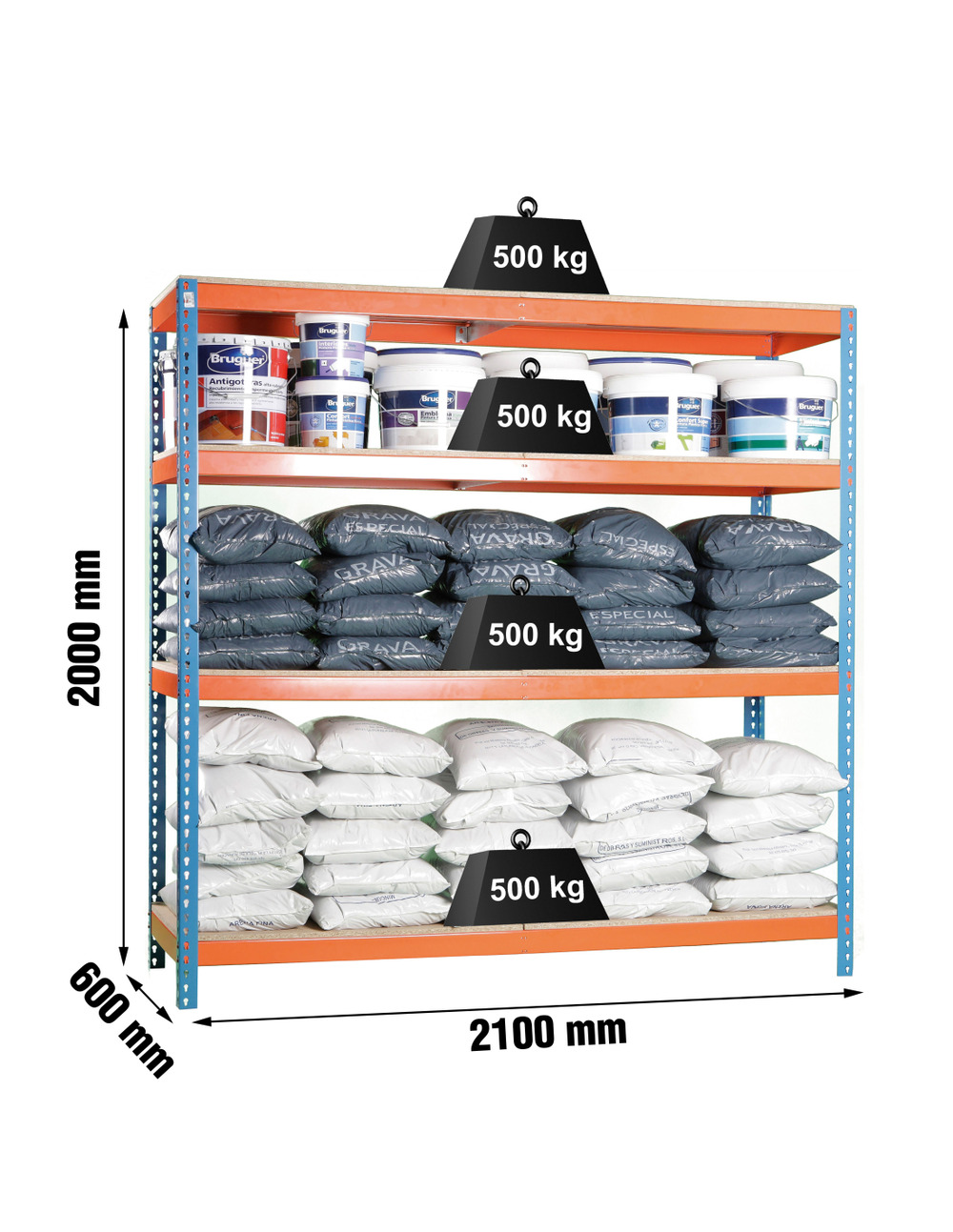 Etagère sans vis simonforte 2106-4 chipboard bleu/orang/bois bleu/orange/bois 2000x2100x600 - simonrack