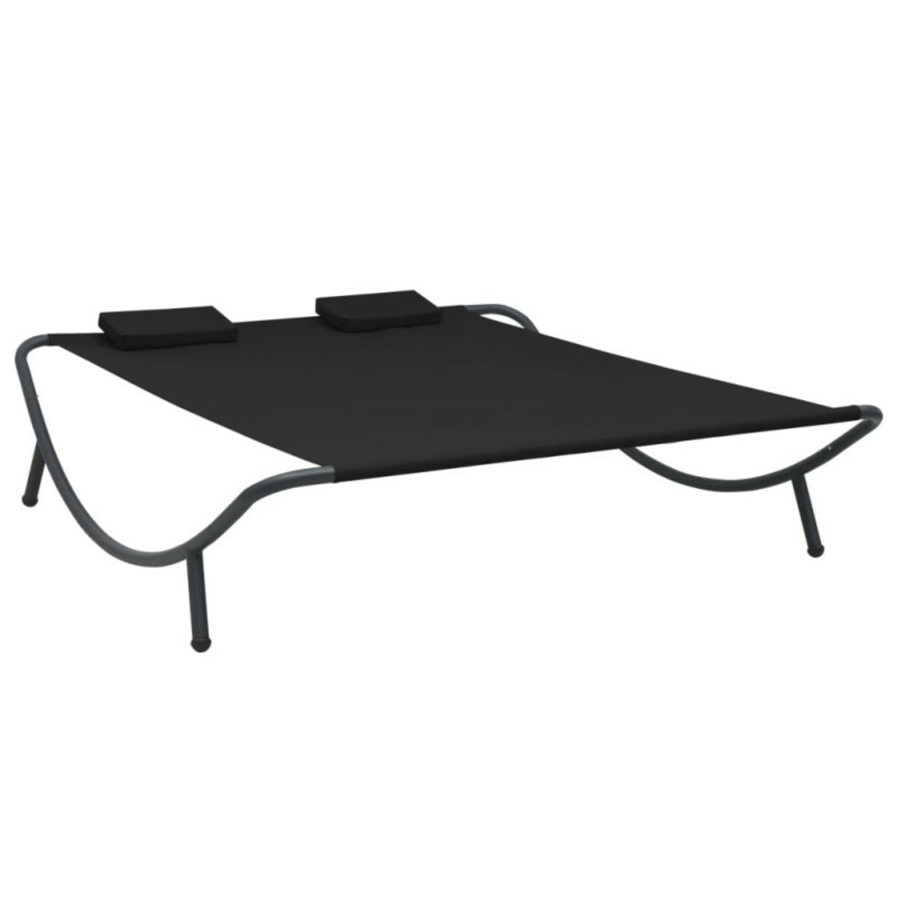 Chaise longue d extérieur tissu noir