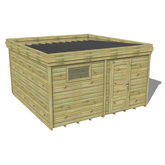 Abri de jardin bois pin traité autoclave 27mm - 5,19x4,34m / 23m2 - bac acier - plancher bois