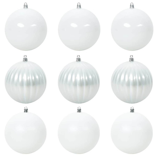 Ensemble de boules de noël 9 pcs blanc plastique