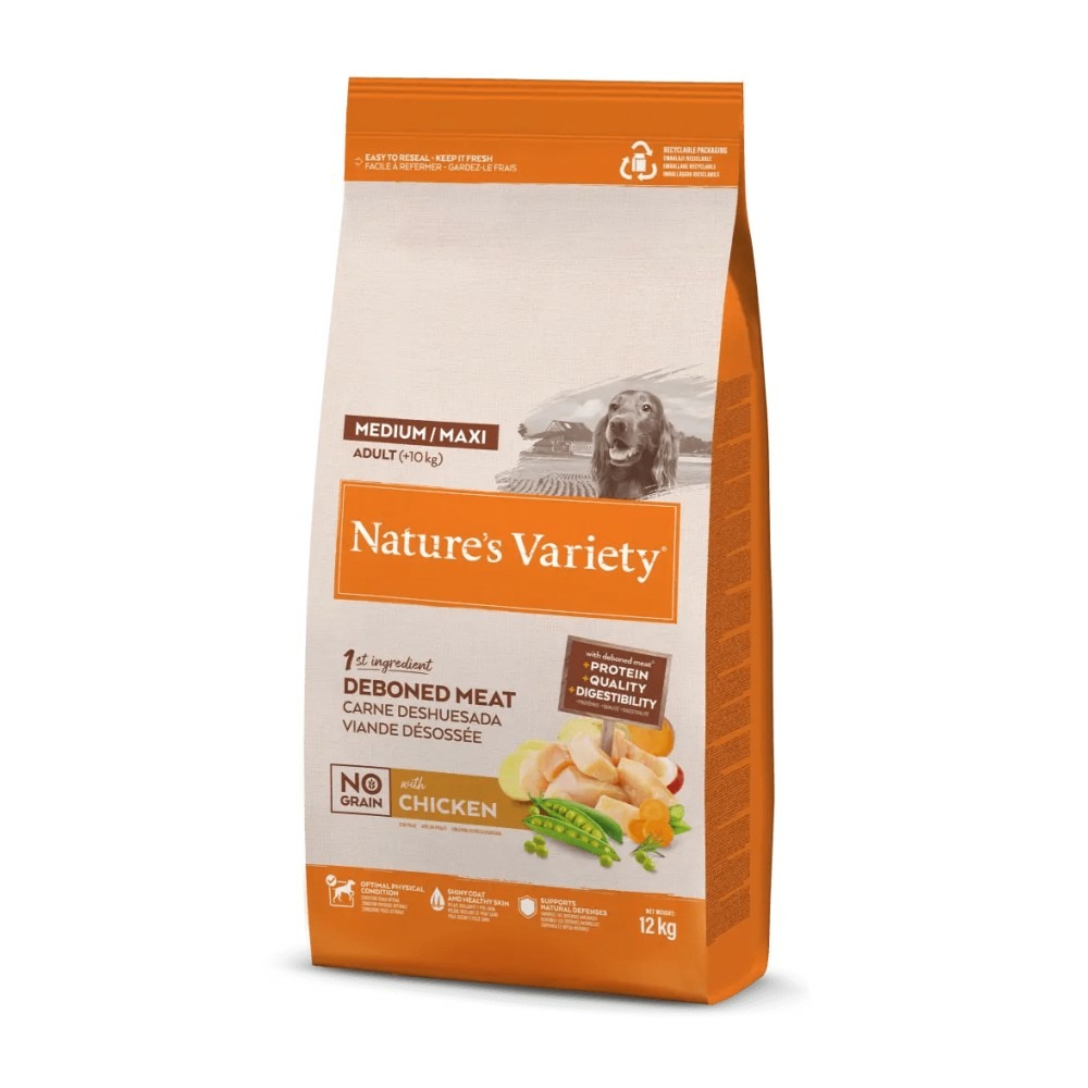 Croquette chien - selected medium maxi poulet - nature's variety 10 kg