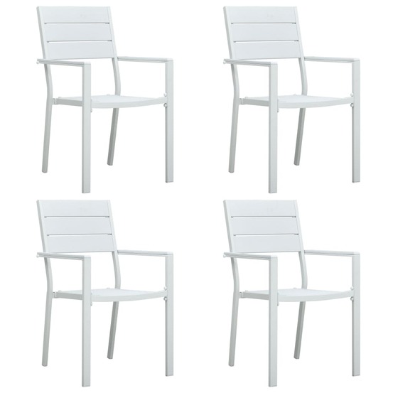 Chaises de jardin lot de 4 blanc pehd aspect de bois