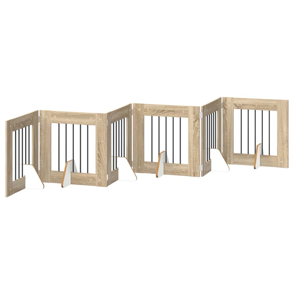 Porte de chien pliable avec supports 6 pc chêne sonoma 362 cm