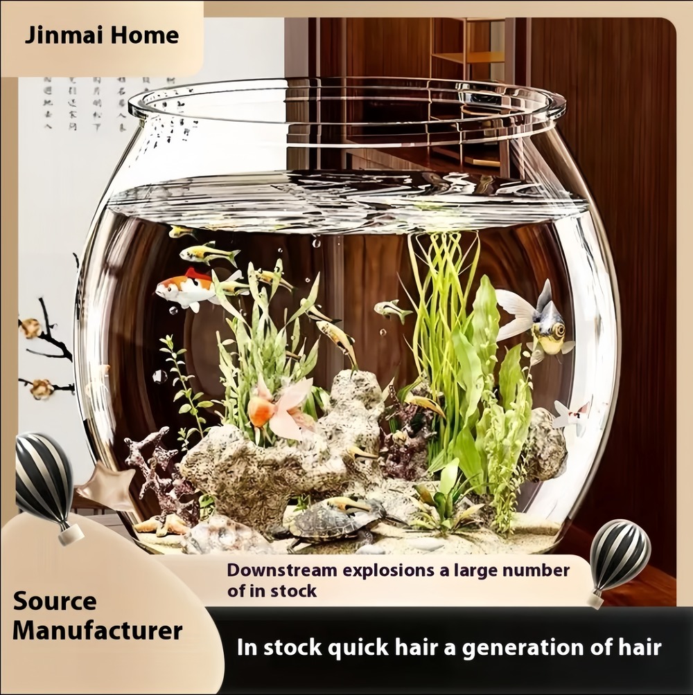 Aquarium Cylindrique Petit Et Moderne En Plastique Transparent - Pour Betta, Tortue, Petits Poissons - Bureau Ou Maison - 27x20cm
