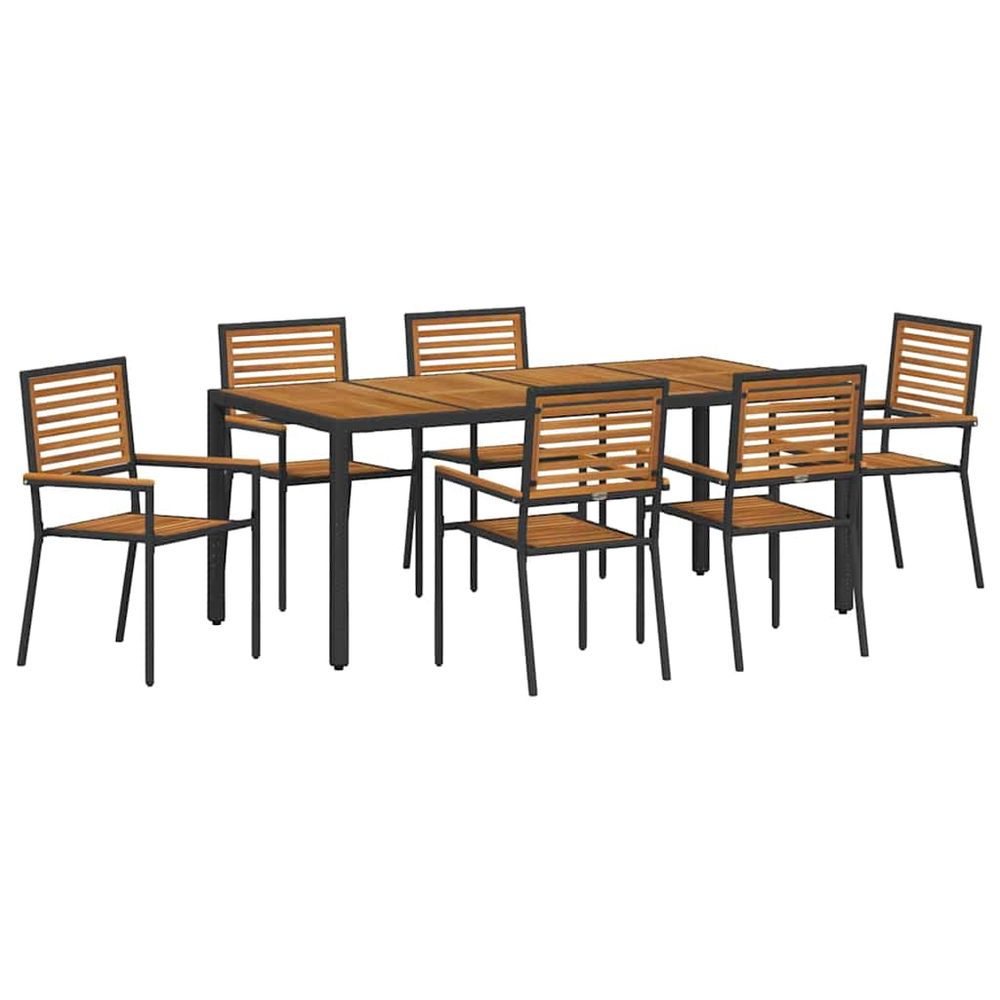 Ensemble de salle à manger pour jardin 7 pc noir et marron