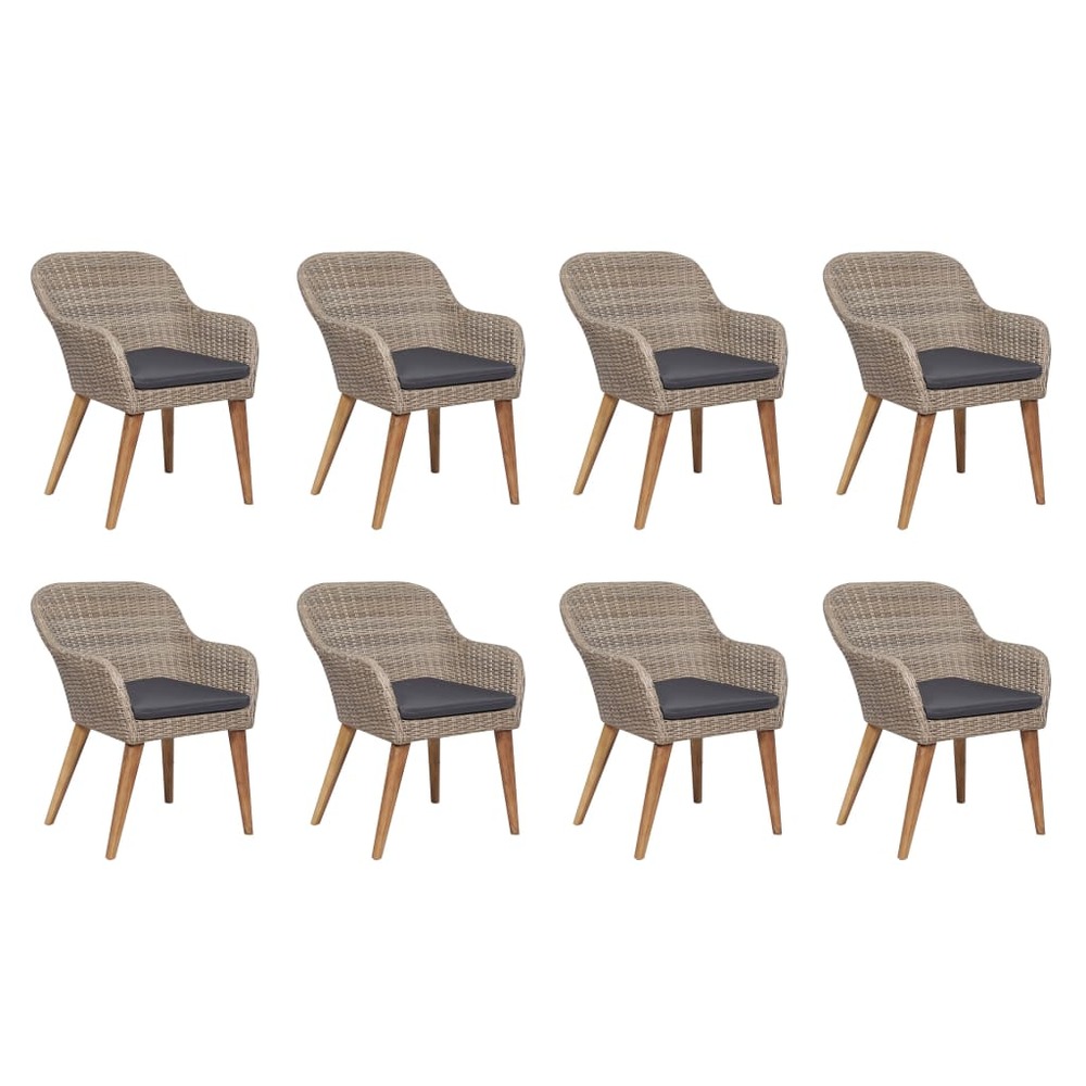 Salon de jardin avec coussins 9 pcs résine tressée