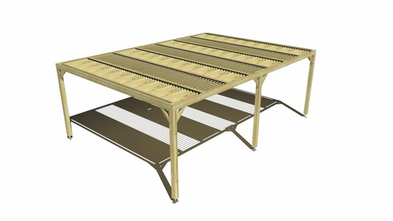 Pergola bois • 7m x 5m • indépendante • sens profondeur • lames orientables bioclimatiques incluses • livraison comprise