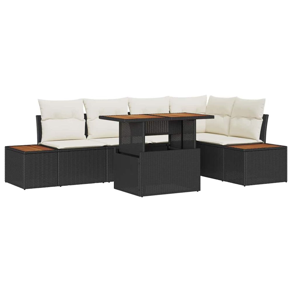 Ensemble de canapé de jardin 6 pc noir poly rotin