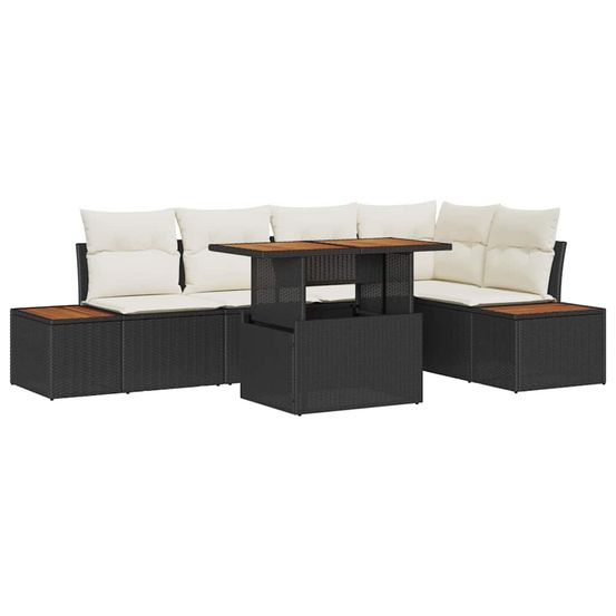 Ensemble de canapé de jardin 6 pc noir poly rotin