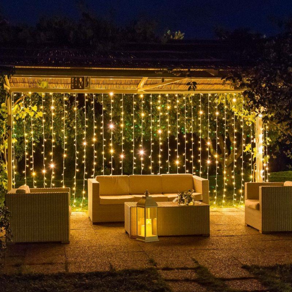 Rideau lumineux extérieur h3m x l1m 144 maxiled blanc chaud prolongeable 24v professionnel lotti