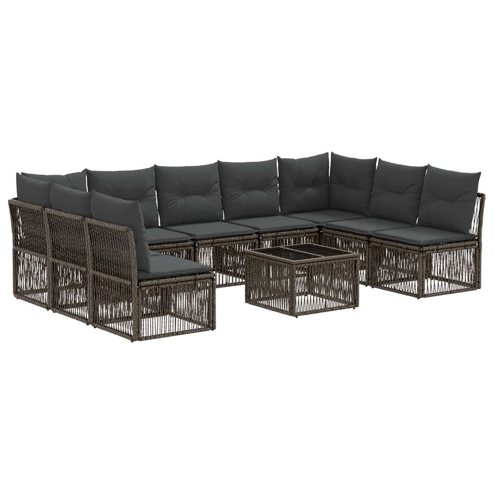 Ensemble de canapé de jardin 10 pc gris polyrotin