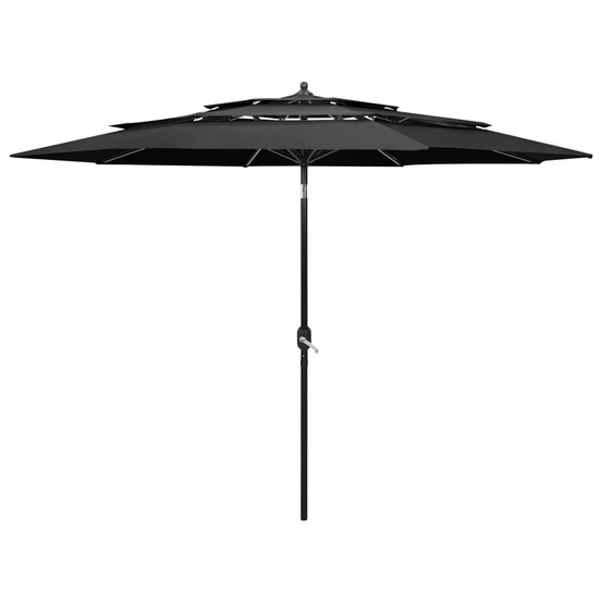 Parasol à 3 niveaux avec mât en aluminium 3 m anthracite